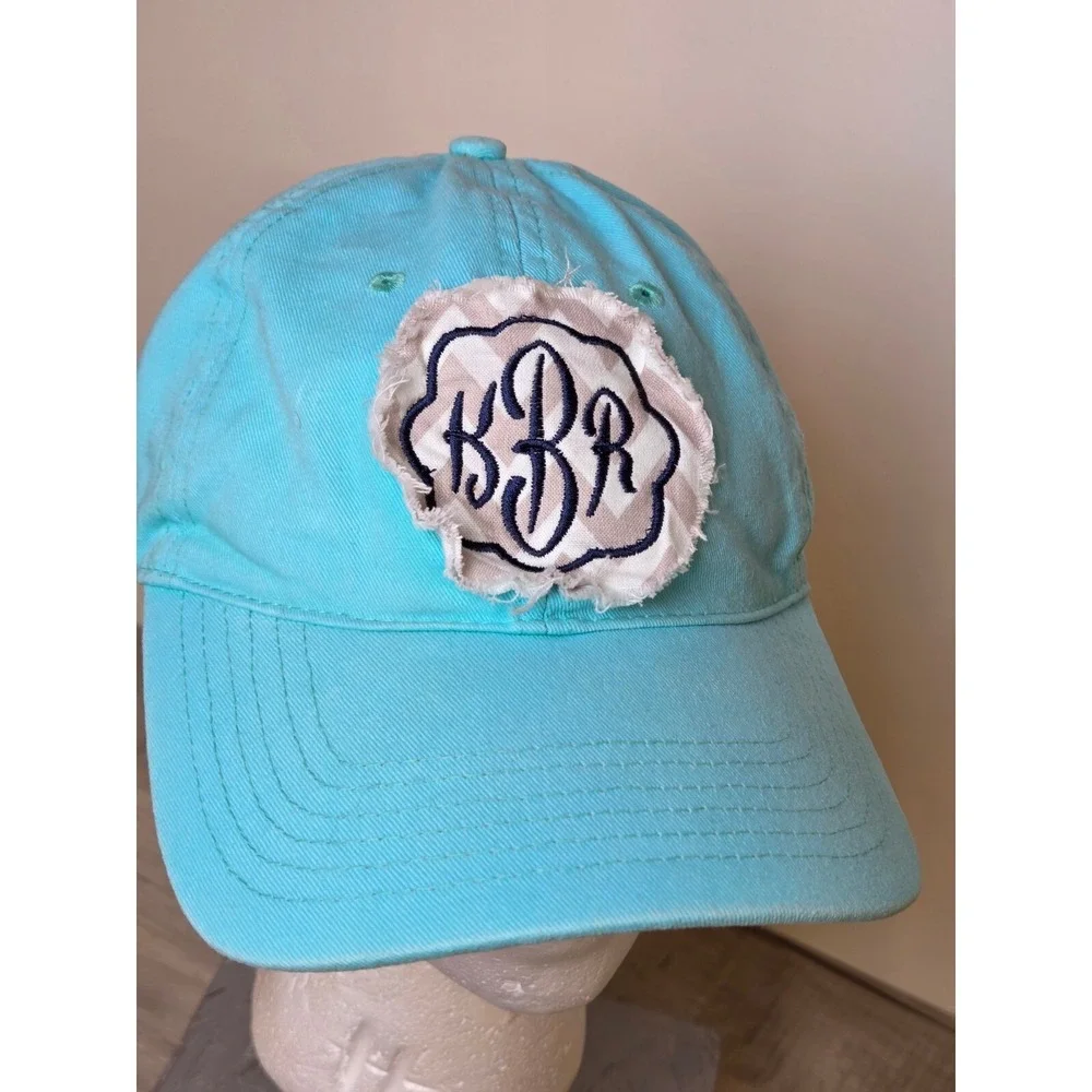 Mud Pie Turquoise Cotton Monogrammed KBR Patch Baseball Cap Adjustable Hat